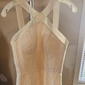 Embroidered Halter A-Line Wedding Dress in Ivory